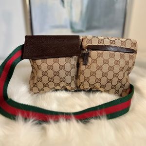 Gucci Waist Pouch Bag Brown Canvas